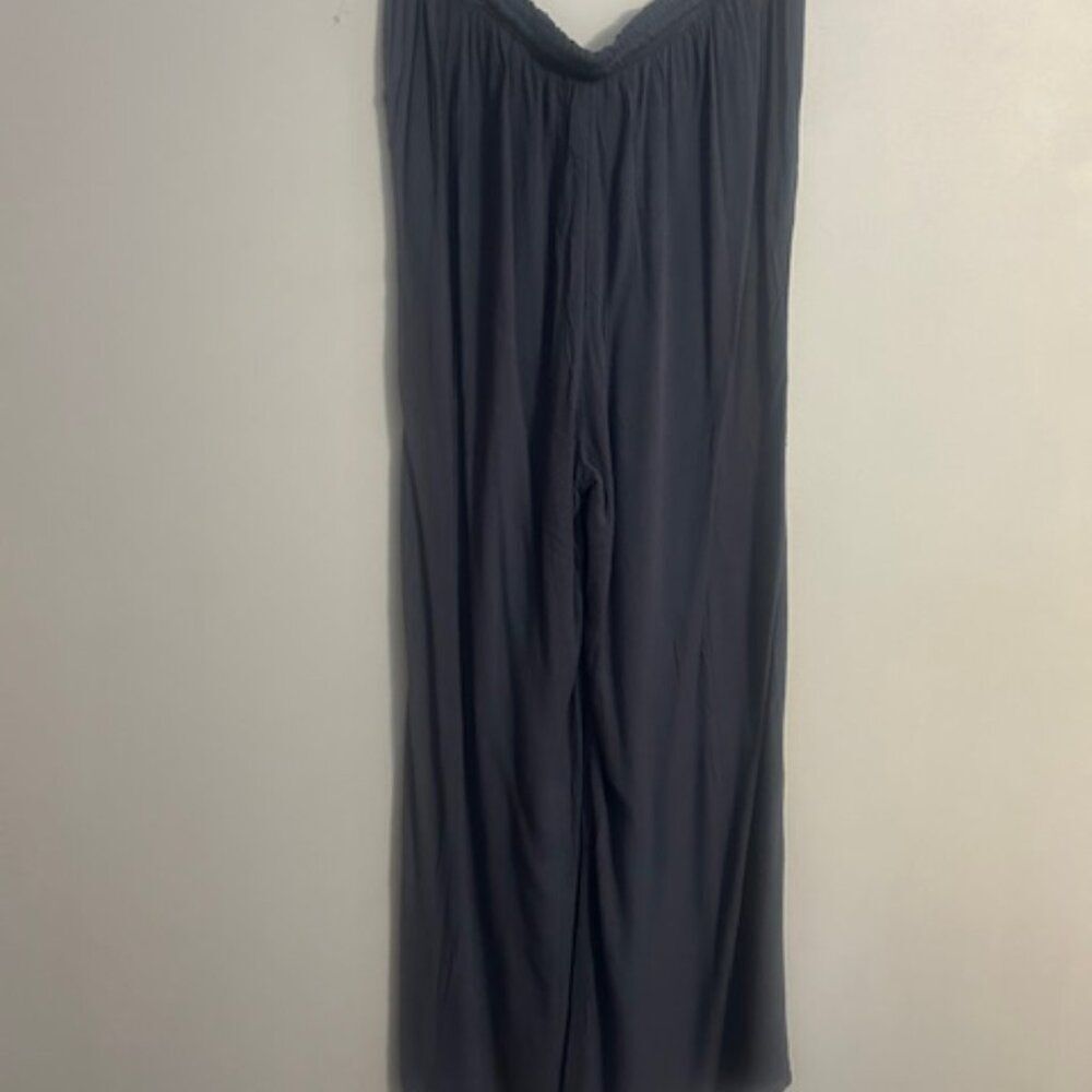 Elan Blueish Gray wide leg pom poms faux drawstring pants, size 1X - Picture 3 of 5